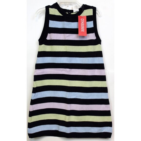 2008 Gymboree Petite Mademoiselle 6 Sweater Tank Dress Stripe Navy Pastel Paris - Picture 1 of 6